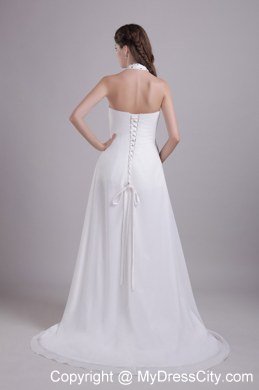 2013 White Halter Beading Wedding Dress for Maternity Dress