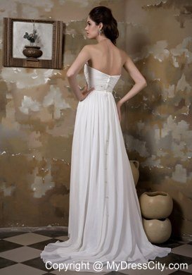 Sweetheart Long Chiffon Wedding Dress with Beading and Ruches