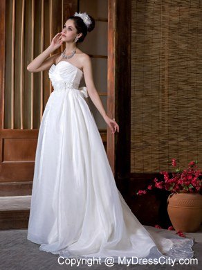 Beautiful Sweetheart Organza Beading and Ruches Wedding Dress