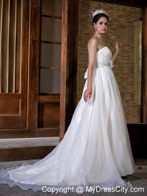 Beautiful Sweetheart Organza Beading and Ruches Wedding Dress