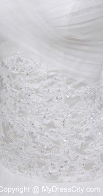 Lace Ruches Sweetheart Chapel Train 2013 Wedding Dress