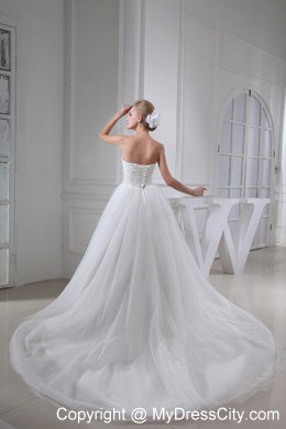 Appliques Sweetheart Chapel Train Wedding Dress for Cheap