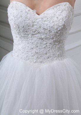 Appliques Sweetheart Chapel Train Wedding Dress for Cheap