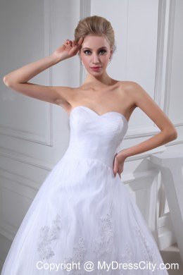 Cheap Lace Ball Gown Sweetheart Chapel Train Wedding Dress