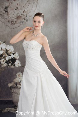 Discount Strapless Beading Appliques Wedding Dress for 2013