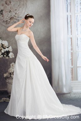 Discount Strapless Beading Appliques Wedding Dress for 2013