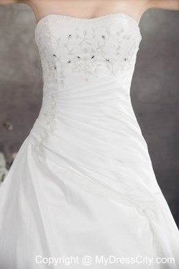 Discount Strapless Beading Appliques Wedding Dress for 2013