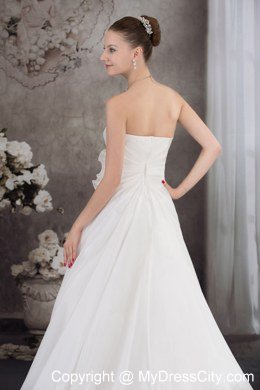 Strapless Flowers and Beading Wedding Gowns with Court Train