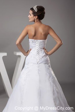 A-line Strapless Court Train 2013 Embroidery Wedding Dress