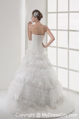 Lace Strapless A-line Wedding Dress With Ruffled Layers