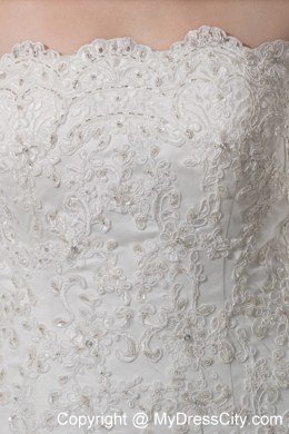 Lace Strapless A-line Wedding Dress With Ruffled Layers