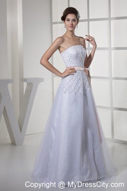 2013 Strapless Sash Wedding Dress with Appliques on Sale