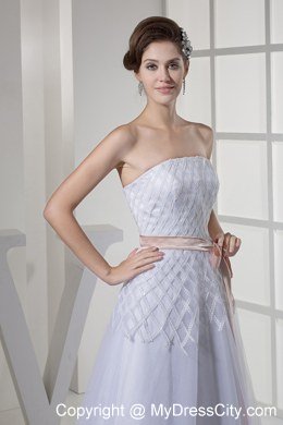 2013 Strapless Sash Wedding Dress with Appliques on Sale