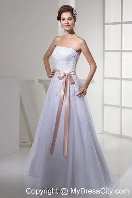 2013 Strapless Sash Wedding Dress with Appliques on Sale