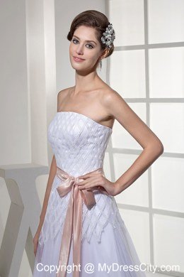 2013 Strapless Sash Wedding Dress with Appliques on Sale