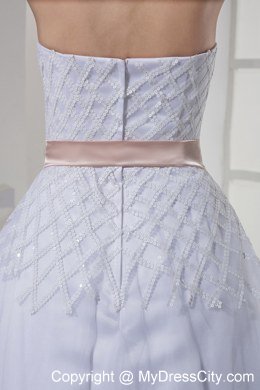 2013 Strapless Sash Wedding Dress with Appliques on Sale