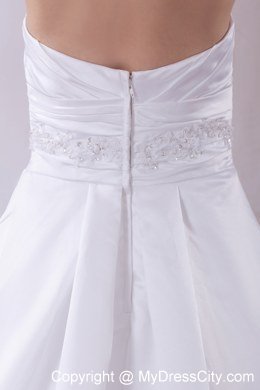 A-Line Strapless Appliques and Ruches Wedding Dress For Cheap