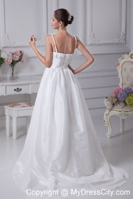 A-Line Straps Beading and Ruches Wedding Dress for Cheap