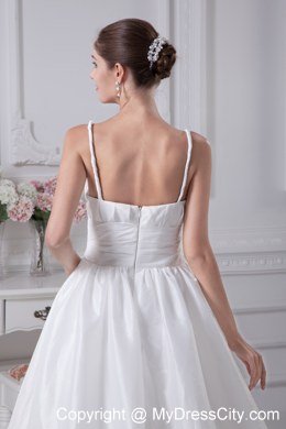 A-Line Straps Beading and Ruches Wedding Dress for Cheap