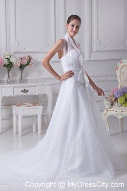 Simple Halter A-Line 2013 Wedding Dress for Garden Wedding