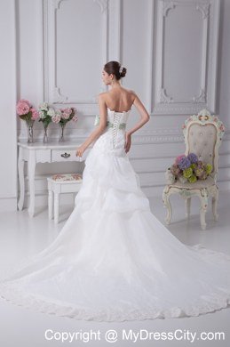 Mermaid Strapless Lace Pick-ups Wedding Dress with Sash