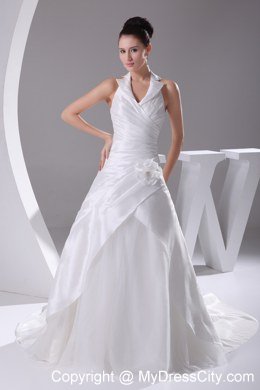 Ruches Halter Flowers 2013 New Wedding Dress Indoor Wedding