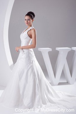 Ruches Halter Flowers 2013 New Wedding Dress Indoor Wedding