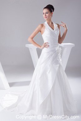 Ruches Halter Flowers 2013 New Wedding Dress Indoor Wedding