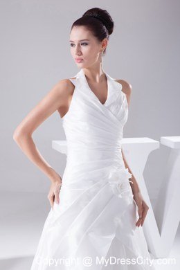 Ruches Halter Flowers 2013 New Wedding Dress Indoor Wedding