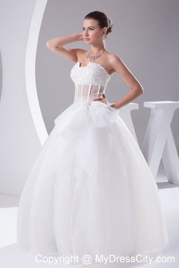 Elegant Strapless Transparent Appliques 2013 Bow Wedding Dress