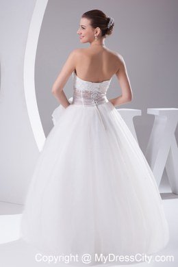 Elegant Strapless Transparent Appliques 2013 Bow Wedding Dress