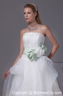 Lace Sash Flowers Wedding Gowns with Ruffled Layers in 2013