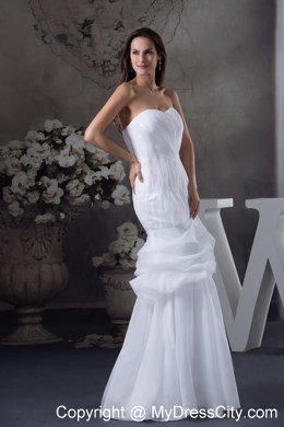 Sweetheart Mermaid Pick Ups Wedding Dress with Ruches