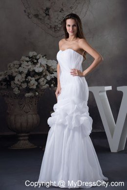 Sweetheart Mermaid Pick Ups Wedding Dress with Ruches