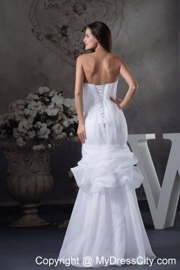 Sweetheart Mermaid Pick Ups Wedding Dress with Ruches