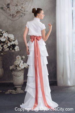 Sweetheart Sash Wedding Dress With Ruffled Layers for Cheap