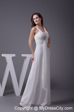 Perfect 2013 V-neck Bridal Gown with Beading for Beach Wedding