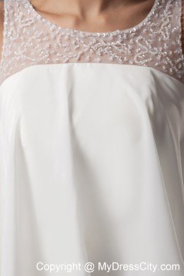 Simple Beading Scoop High-low Ruffled Layers Wedding Dress