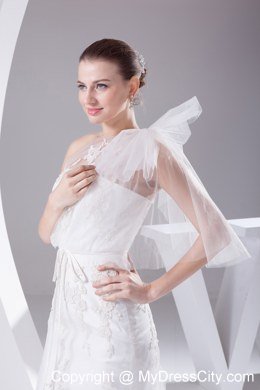 2013 One Shoulder Mermaid Sash Long Bow Wedding Dress