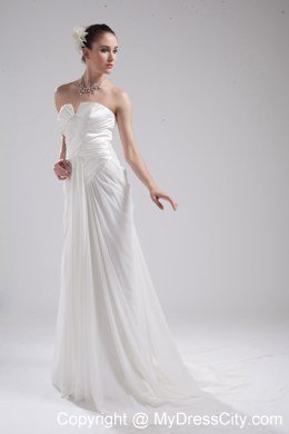 Romantic Strapless Ruches Chiffon Wedding Dress for Party