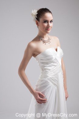 Romantic Strapless Ruches Chiffon Wedding Dress for Party