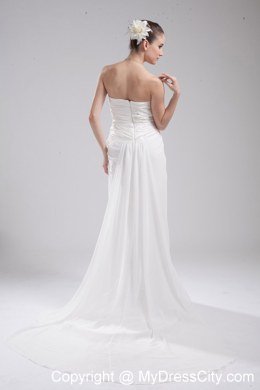 Romantic Strapless Ruches Chiffon Wedding Dress for Party