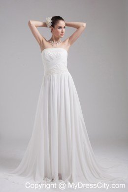 A-line Strapless Ruching Chiffon Wedding Dress for Cheap