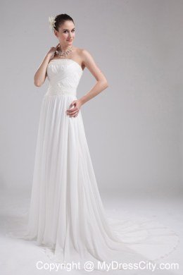 A-line Strapless Ruching Chiffon Wedding Dress for Cheap