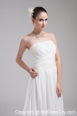 A-line Strapless Ruching Chiffon Wedding Dress for Cheap