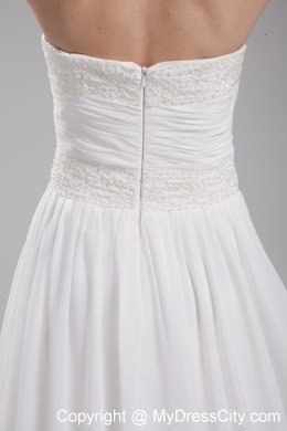 A-line Strapless Ruching Chiffon Wedding Dress for Cheap