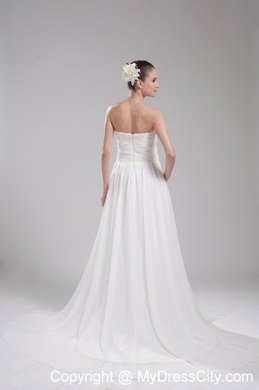 A-line Strapless Ruching Chiffon Wedding Dress for Cheap