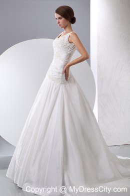 Elegant Scoop 2013 Bridal Dresses with Taffeta Appliques