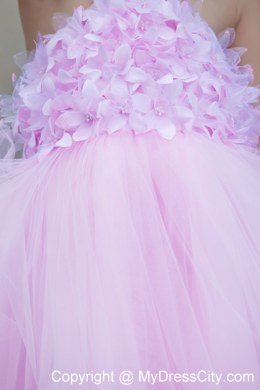 Pink Halter Short Tulle Floral Flower Girl Dress under 100