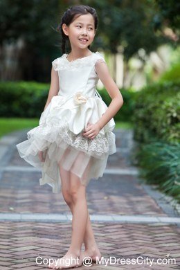 High-low White A-line Scoop Corset Back Flower Girl Dress 2013